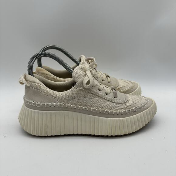 Womens Size 7.5 Dolce Vita Dolen Sandstone Woven Platform Sneakers Shoes - Picture 1 of 7